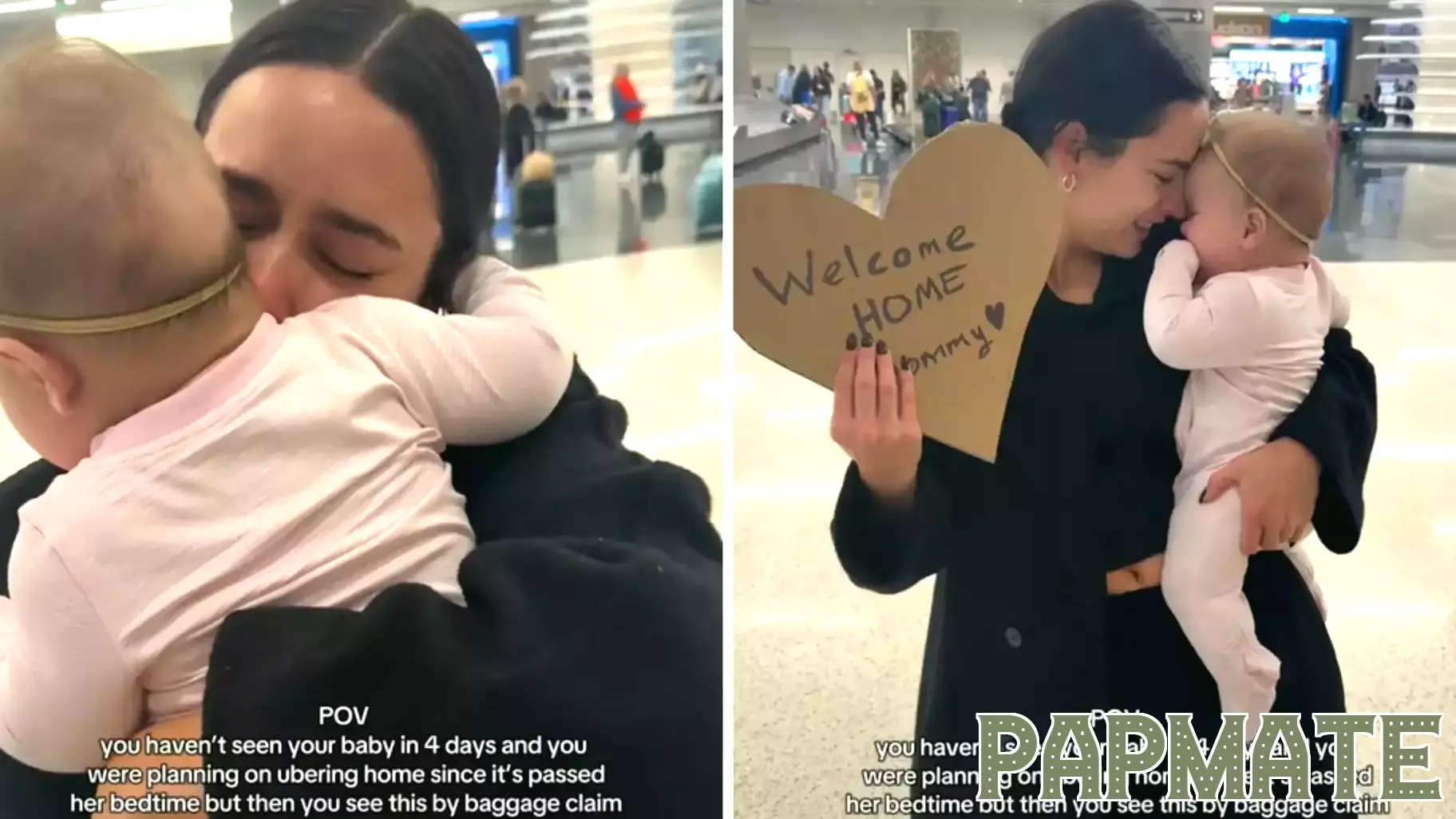 Emotional Reunion at the Airport: Mother Surprised by Daughter's Arrival
