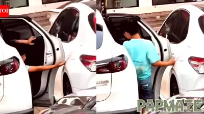 Child opens car door carefully to avoid scratches, a simple moment that reveals powerful parenting